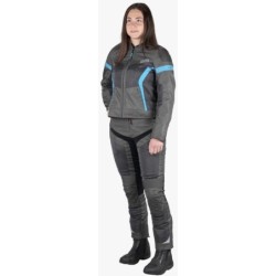 Trigonis-Air Damen Sport Stoff Motorradjacke Grau Türkis