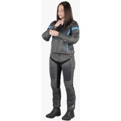 Trigonis-Air Damen Sport Stoff Motorradjacke Grau Türkis