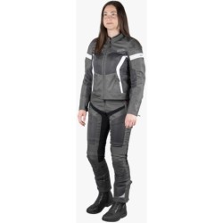 Trigonis-Air Damen Sport Stoff Motorradjacke Dunkelgrau Weiß