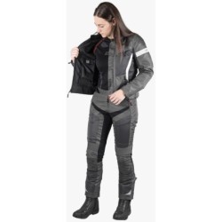 Trigonis-Air Damen Sport Stoff Motorradjacke Dunkelgrau Weiß