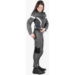 Trigonis-Air Damen Sport Stoff Motorradjacke Dunkelgrau Weiß