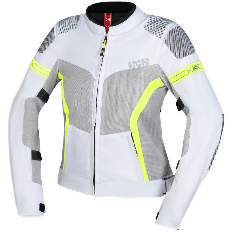 Trigonis-Air Damen Sport Stoff Motorradjacke Dunkelgrau Neongelb