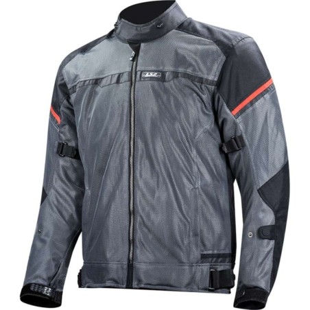 LS2 Riva Man Perforierte Sommer Motorradjacke Dunkelgrau Rot