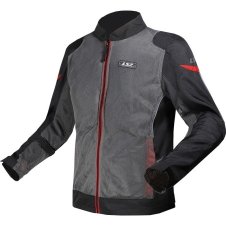 Sommer Motorradjacke Ls2 Airy CE Perforiert Schwarz Titan Rot