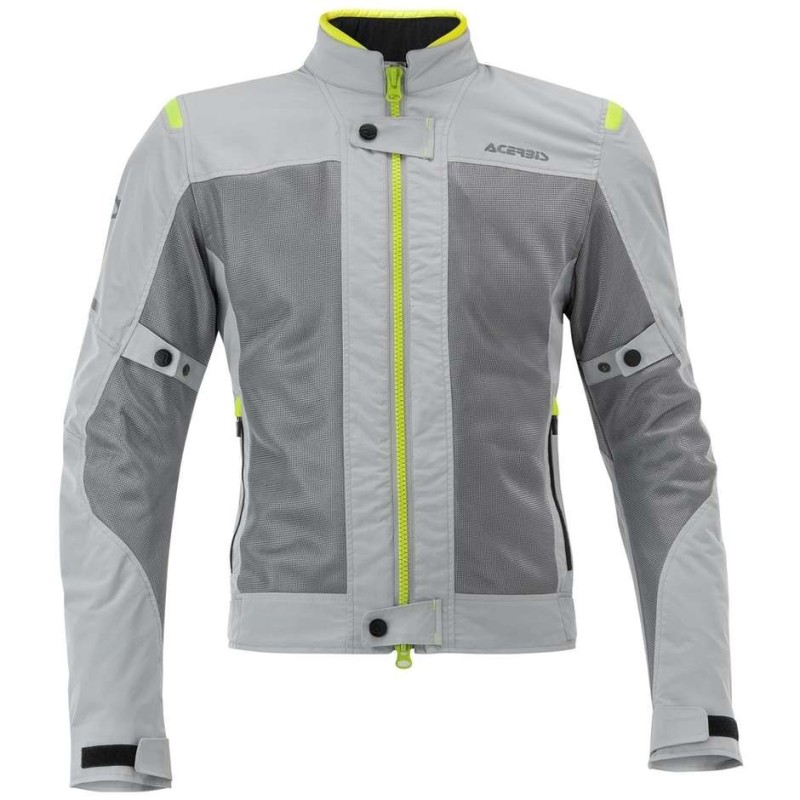 Acerbis Ramsey Vented CE perforierte Sommer Motorradjacke grau gelb Fluo