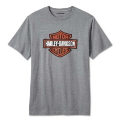 HD Herren BAR/SHIELD TEE.HEATHER GREY 99079-24VM