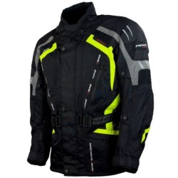 RO387 auffällige Motorradjacke in Schwarz Neongelb