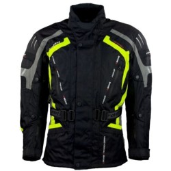 RO387 auffällige Motorradjacke in Schwarz Neongelb