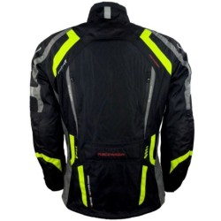 RO387 auffällige Motorradjacke in Schwarz Neongelb