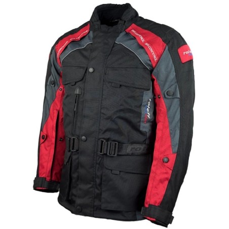 RO782 Motorradjacke mit entnehmbarer Regenmembrane Belüftung CE Protektoren Schwarz Rot