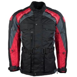 RO782 Motorradjacke mit entnehmbarer Regenmembrane Belüftung CE Protektoren Schwarz Rot