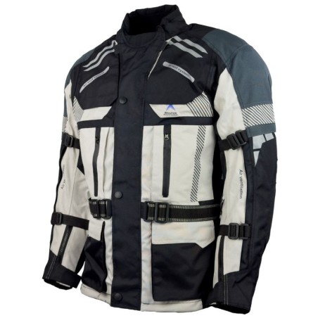 RO775 Helle Motorrad Tourenjacke in Schwarz Grau