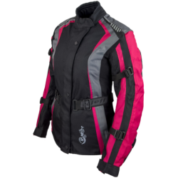 RO904 Motorradjacke für Damen in Pink Schwarz Grau