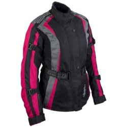 RO904 Motorradjacke für Damen in Pink Schwarz Grau