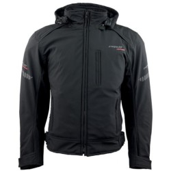 RO1513 Schwarze Softshell Motorradjacke mit Hoodie