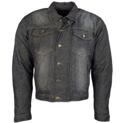 RO1514w Schwarze Roller Motorrad Jeansjacke mit Aramidverstärkung