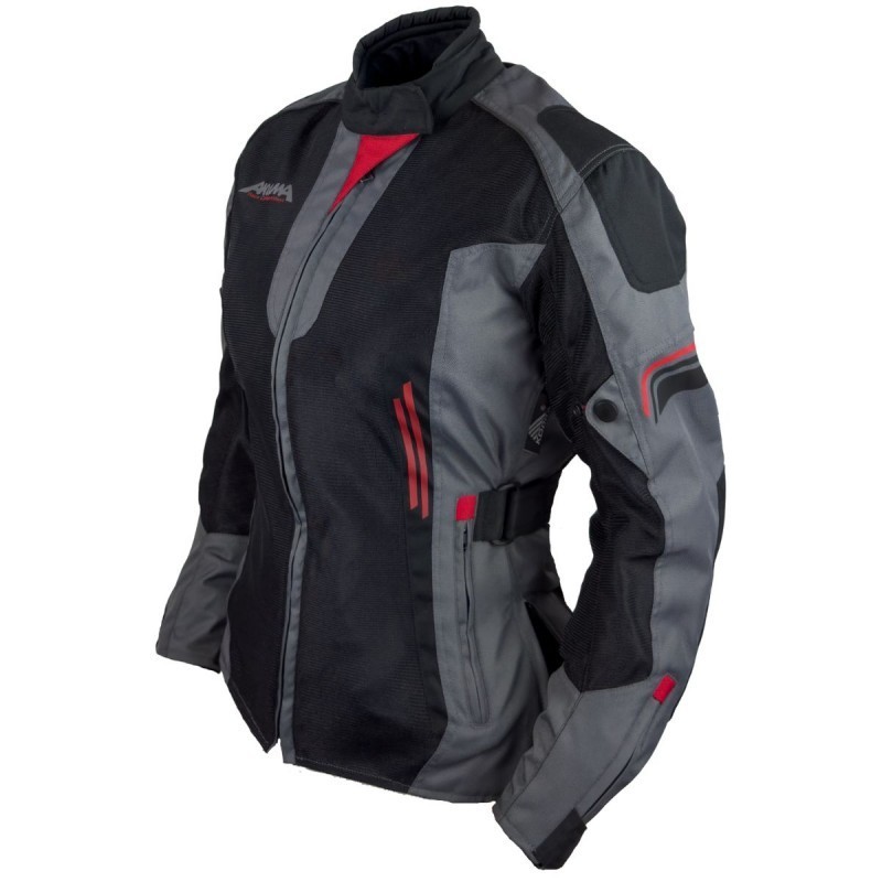 Akuma Sommer Damen Textiljacke schwarz anthrazit rot