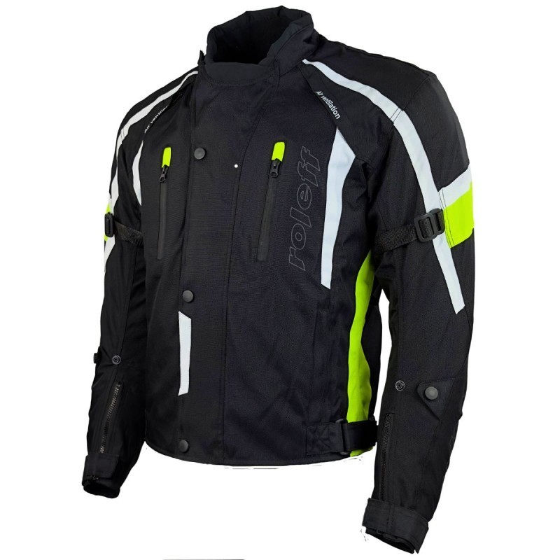 RO15043 Kurze Motorradjacke in Schwarz Neongelb