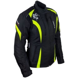 RO1502 Motorradjacke für Damen in Schwarz Neongelb