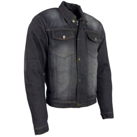 RO1514 Schwarze Roller Motorrad Jeansjacke mit Aramidverstärkung