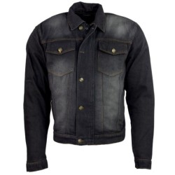 RO1514 Schwarze Roller Motorrad Jeansjacke mit Aramidverstärkung