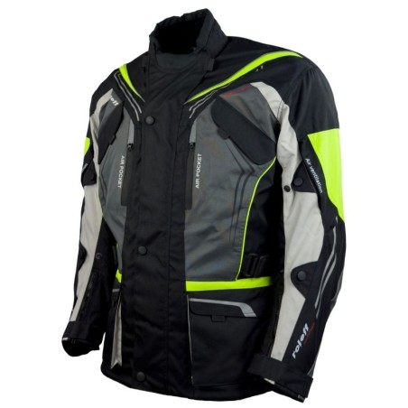 RO15113 Motorradjacke in Schwarz Grau Weiß Neongelb