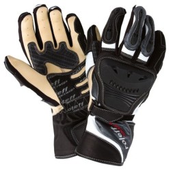 RO86 Schwarz Weisse Motorradhandschuhe aus Leder