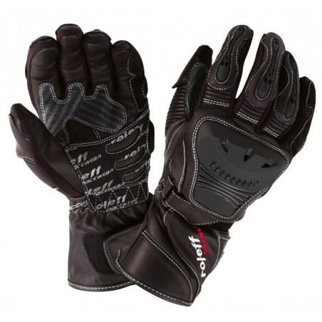 RO85 Schwarze Motorradhandschuhe aus Leder