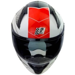 RO202216 Integralhelm mit Sonnenvisier weiss schwarz rot glänzend GRÖSSE XS-XL