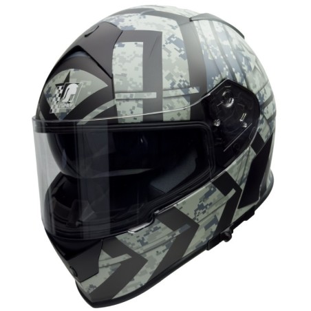 RO818 Integralhelm mit Sonnenvisier in schwarz grau Dekor GRÖSSE XS-XL